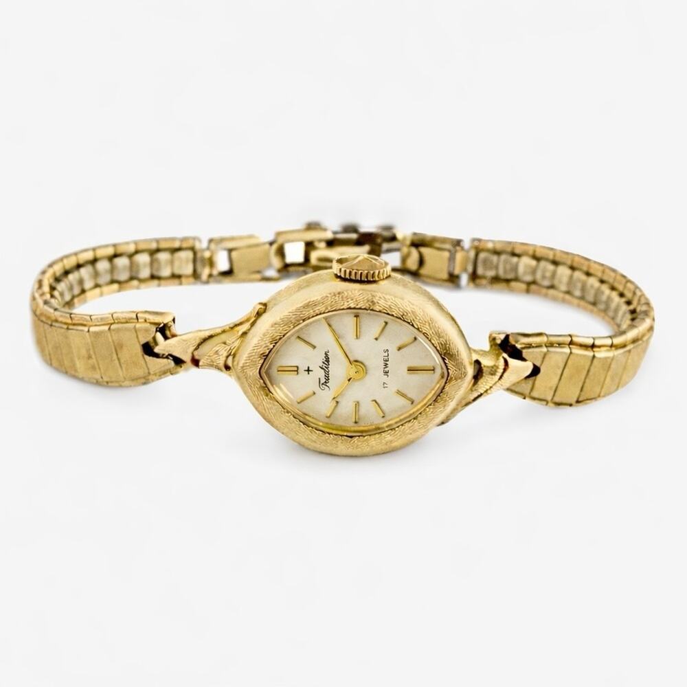 Vintage 1960s Tradition Swiss 14K Gold Watch 17 Jewels Hand-Wind Working Ladies - Picture 8 of 10